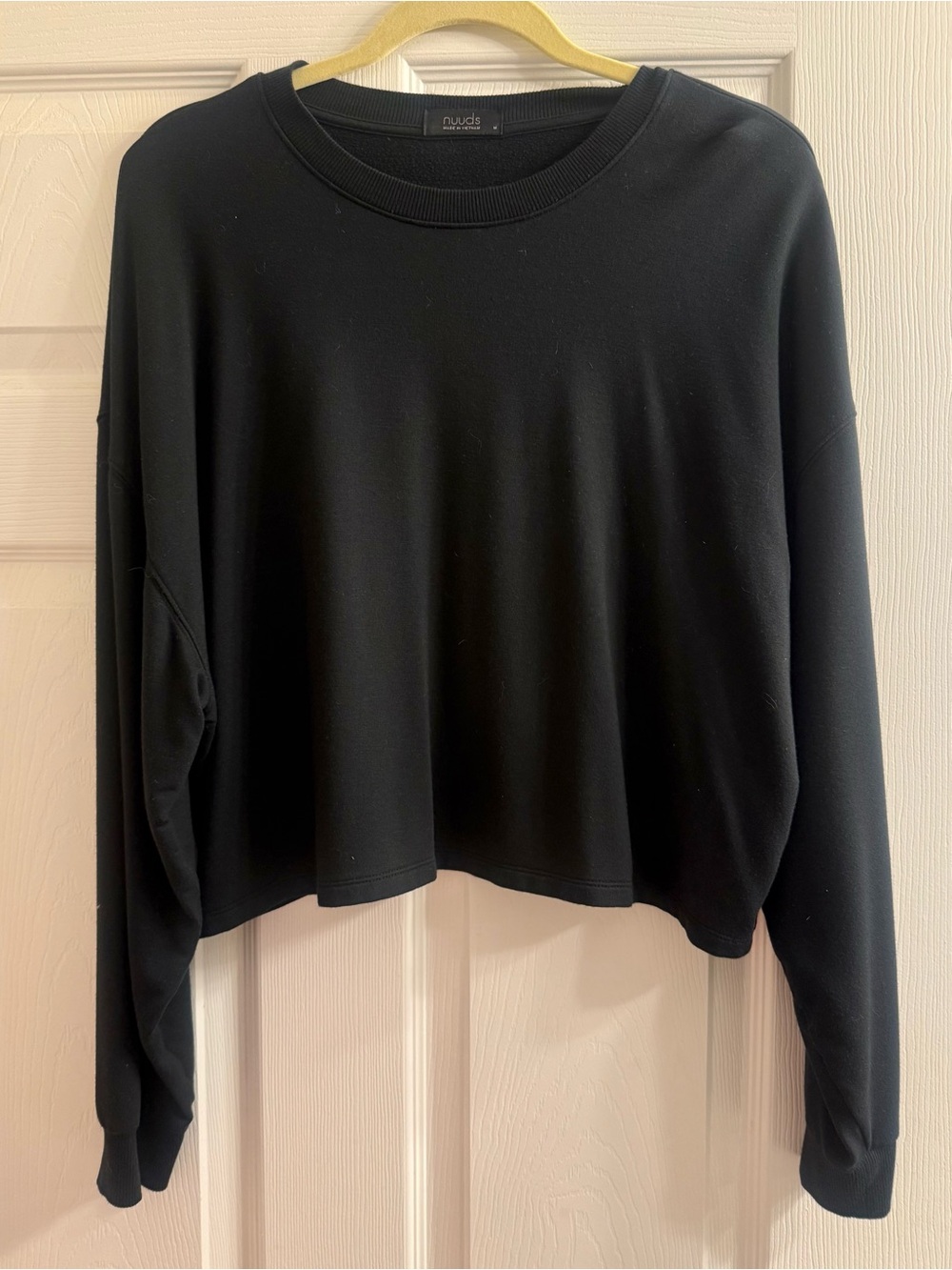 nuuds Black Cropped Crew Sweatshirt